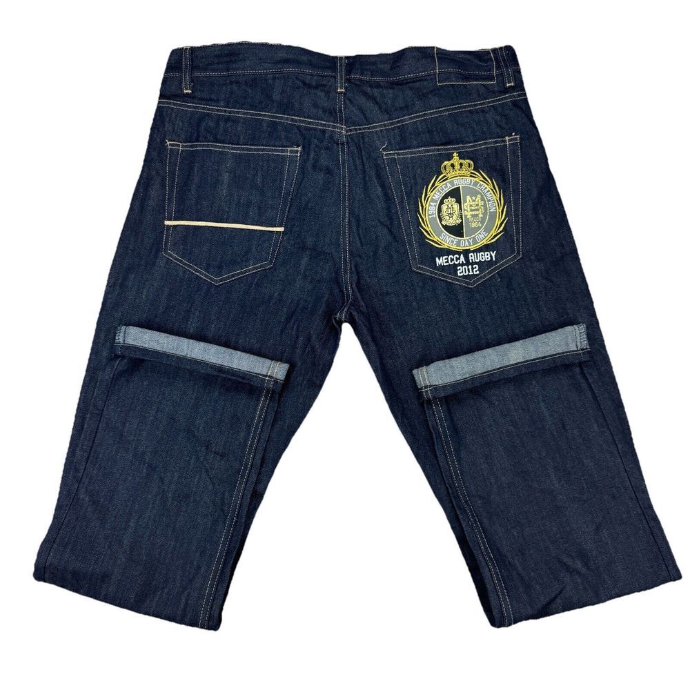 Mecca Jeans‎ Men's 38x33 Rugby 2012 Embroidered Y2K Baggy Street Wide Hip hop